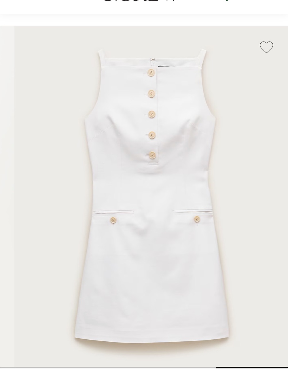 J. Crew White Linen Sleeveless Button-Front Mini Dress Size 6